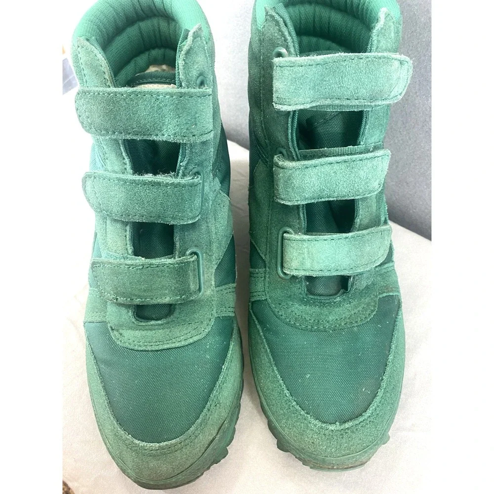 One Sport  Women Size 9 Ankle Boots Retro Green Suede Hook&Loop‎ Insulated EUC